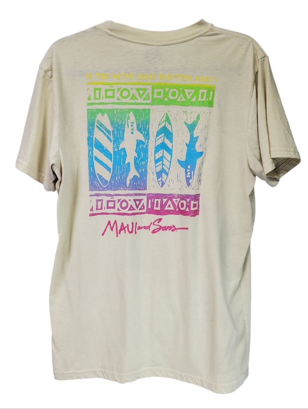 Vintage Y2K Surf Beach Maui And Sons Size Large Graphic Print Tee Shirt